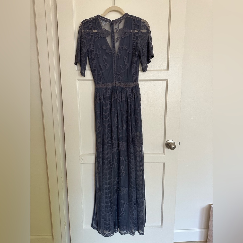 Socialite Blue Lace Overlay Romper Maxi Dress Size XS